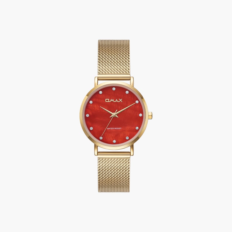 OMAX Gold Mesh Strap Watch for Women - Image 1